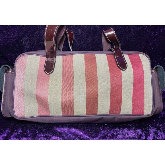 LONGCHAMP Shoulder Bag Pink Red Rainbow Stripe Leather Hobo - Picture 4 of 16